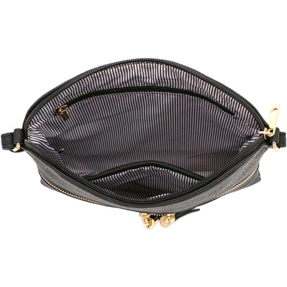 HOLIDAY SALE!! Women's Lightweight Black and Tan Crossbody Bag with Tassels - Picture 6 of 10
